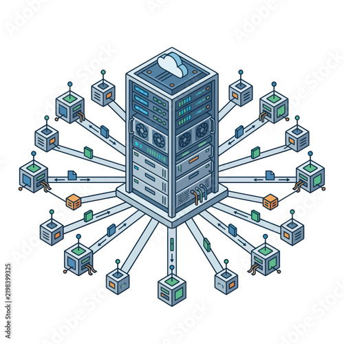 Modern Server Networking Infrastructure Illustration.