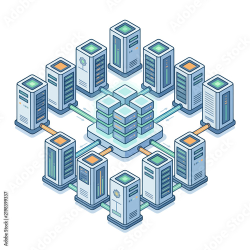 Networked Server Racks Connected Data Centers.