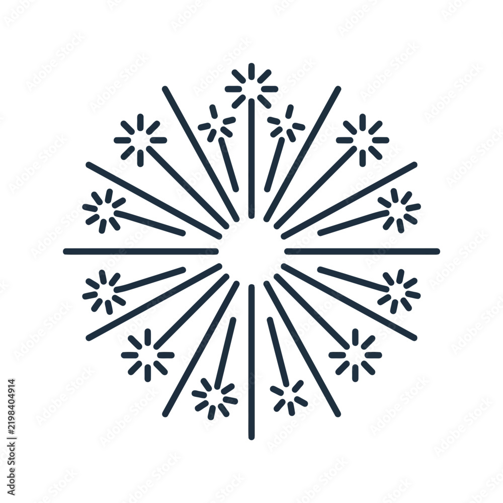 Obraz premium Minimalist outline firework icon for holiday and party celebration