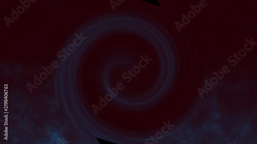 Dark red swirling vortex animation moves with a faint blue haze. Hypnotic fluid spiral motion blends inside this red swirling vortex. Ethereal atmospheric depth animates the red swirling vortex.