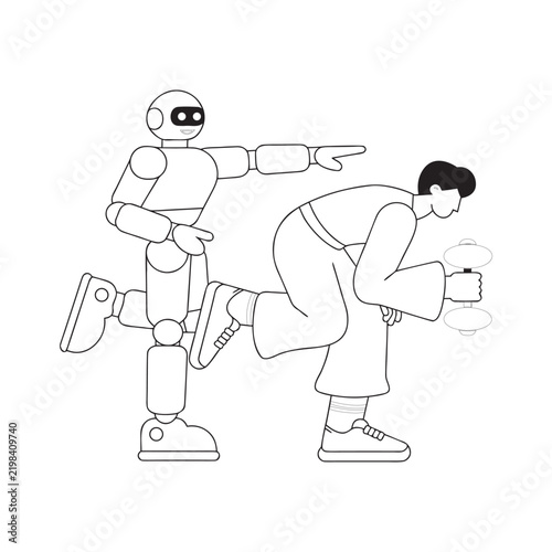 Friendly robot guiding a human person by pointing with its robotic hand