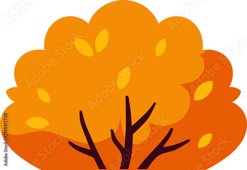 Autumn Bush. Flat illustration of autumn bush and leaf. Drawing for poster, flyer, etc.