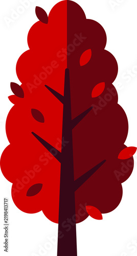 Autumn Tree. Flat illustration of autumn tree and leaf, maple and oak tree. Drawing for poster, flyer, etc.