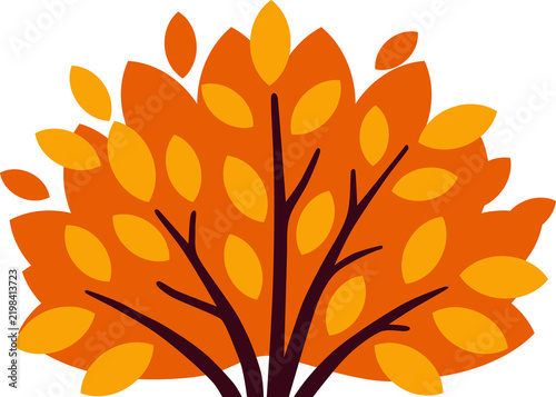 Autumn Bush. Flat illustration of autumn bush and leaf. Drawing for poster, flyer, etc.