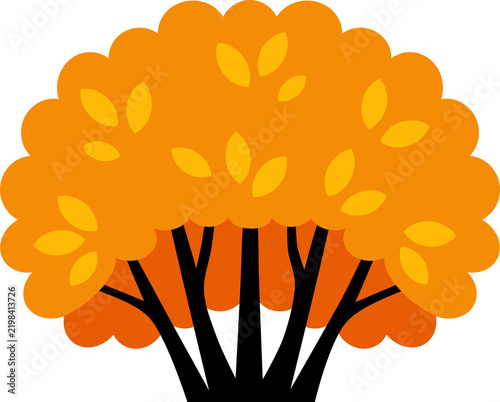 Autumn Bush. Flat illustration of autumn bush and leaf. Drawing for poster, flyer, etc.