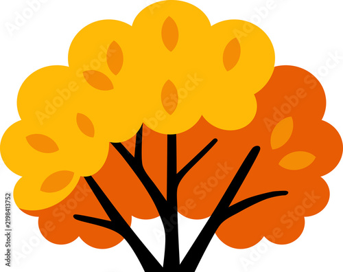 Autumn Bush. Flat illustration of autumn bush and leaf. Drawing for poster, flyer, etc.
