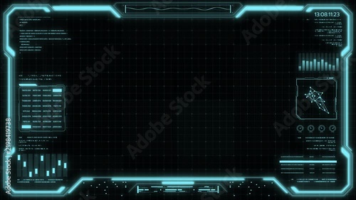 Digital HUD futuristic background motion graphic element cyber generated. Future technology interface data sci-fi display screen. Artificial intelligent analytic simulation, loop able video background