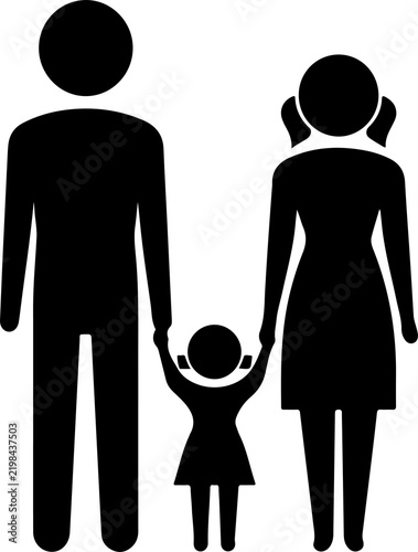 Family solid icon set with parents and child simple silhouette symbols vector isolated on white