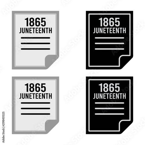 Фотография Juneteenth 1865 icons set black white celebration