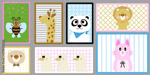 Cute Animal Characters in Decorative Frames – Nursery Art Collection