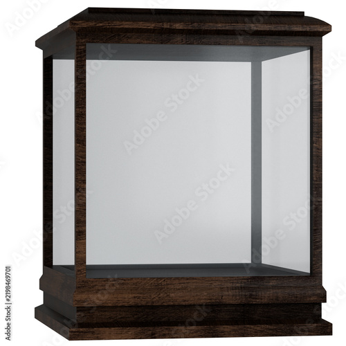 Wooden cube museum showcase display case