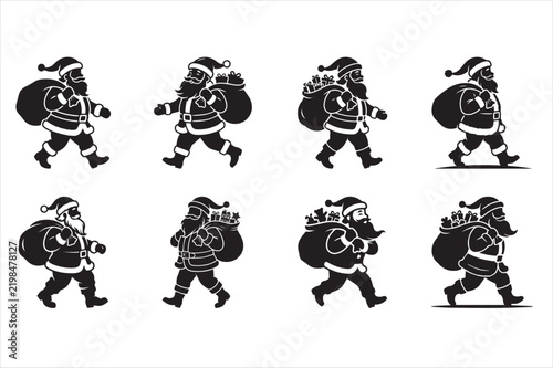Collection of Santa Claus illustrations with different expressions and shapes