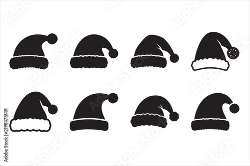 Collection of Santa Hat illustrations with different expressions and shapes