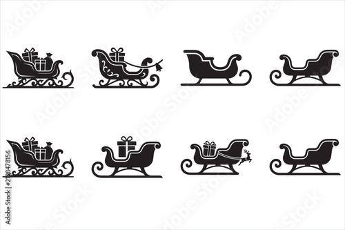 Collection of Sleigh illustrations with different expressions and shapes
