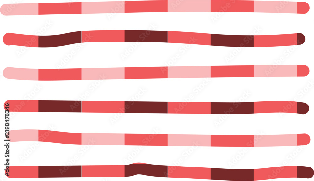 Fototapeta premium Abstract Red and Burgundy Hand Drawn Horizontal Wavy Stripe Pattern