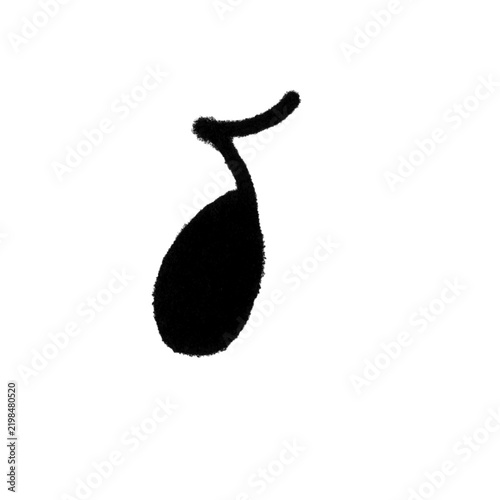 Foto Hand Drawn Doodle Musical Note, Black Eighth Note Sketch Illustration Isolated o