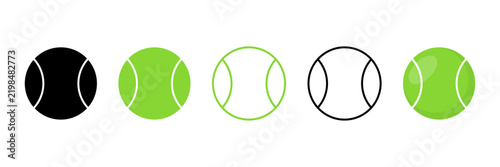 Tennis Ball Icon Set Isolated on Transparent Background. Modern Flat Sports Symbol for Mobile App, Website Interface, and Game Graphic. Vector Illustration