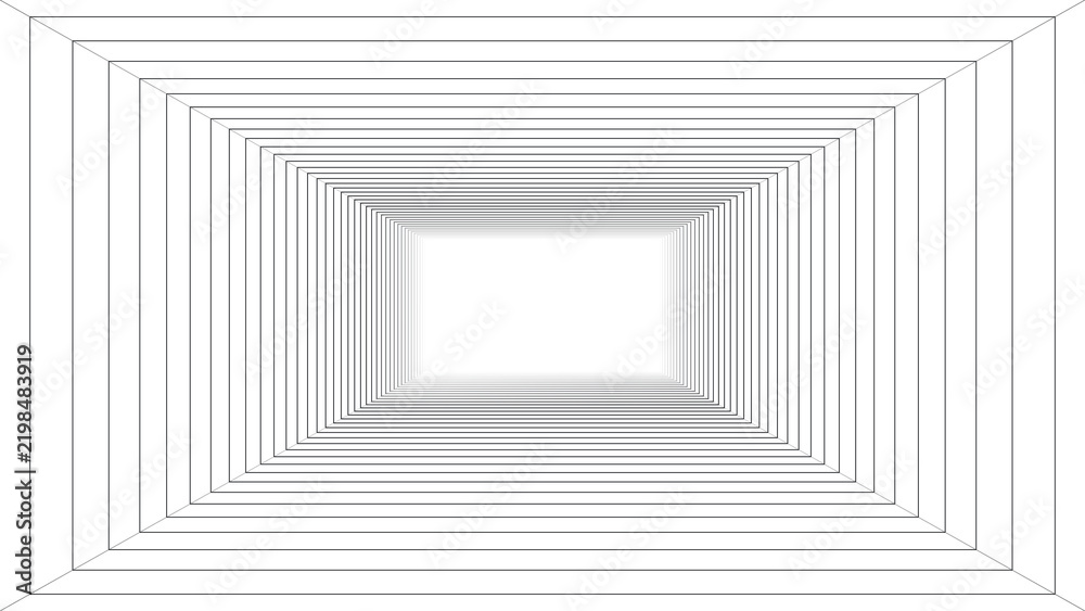 Obraz premium Square tunnel of nested frames in perspective, 3d portal background