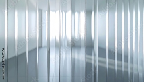 Abstract fluted glass texture with vertical ridges creating elegant privacy screen in modern architectural interior