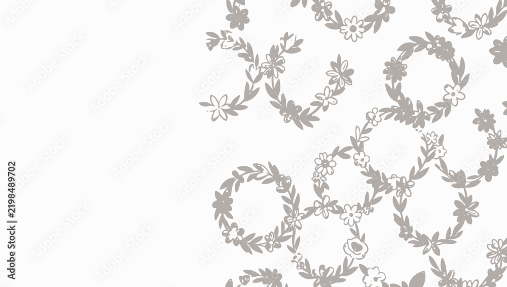 Fototapeta premium Delicate Gray Floral Wreath Elements.