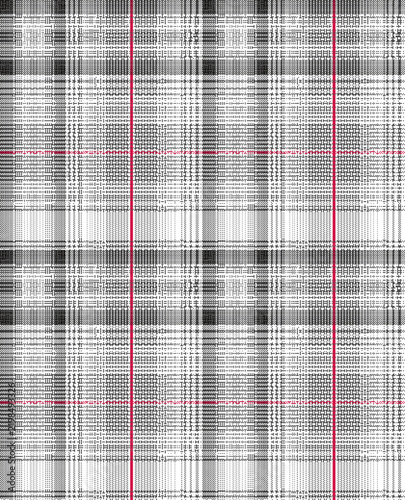 Close-up of black, white and red plaid fabric texture