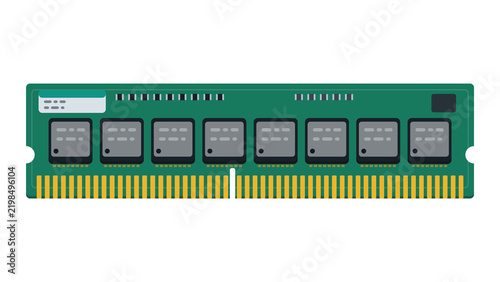 Картината върху платно RAM memory module stick with gold contacts and memory chips