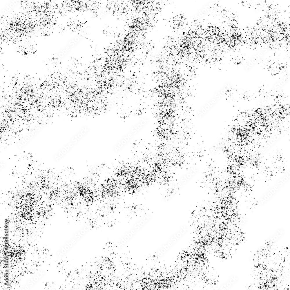 Obraz premium Black Grunge Splatter Trail Pattern Scattered Dots on Transparent Background
