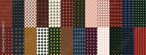 Christmas Patterns Collection with Various Festive Designs. Repeating Holiday Backgrounds for Textiles, Wrapping Paper, and Seasonal Decor.