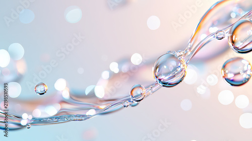 Gradient bubbles create mesmerizing effect in water, showcasing clarity and light reflections that evoke sense of tranquility