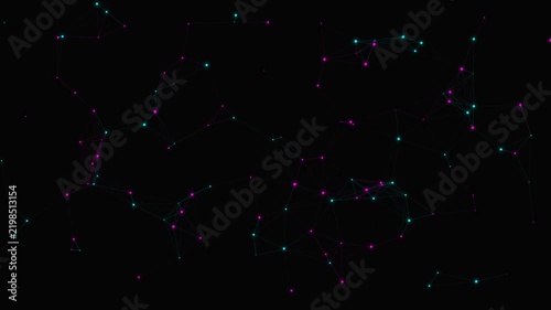 Abstract glowing neon dots on a dark background