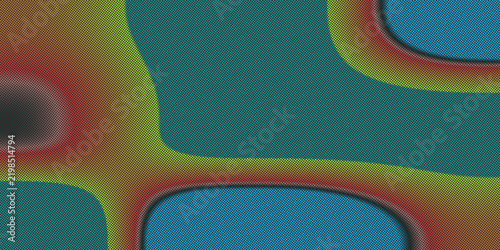 Abstract gradient composition with fluid shapes and halftone pattern