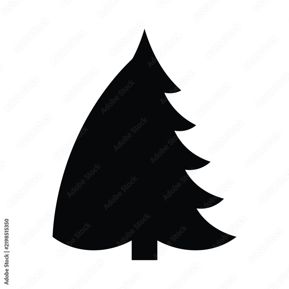 Obraz premium Christmas Simple black silhouette Christmas tree icon design vector
