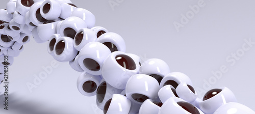 Futuristic Robotic Eye-like Elements Forming an Abstract Wave Pattern