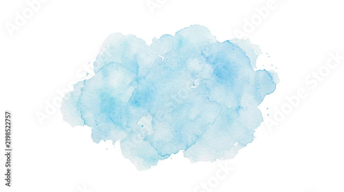 Vibrant blue watercolor paint splash with soft feathered edges and artistic liquid texture on transparent background
