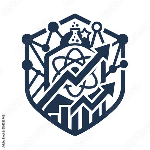Science Growth and Tech Research Shield Vector Icon