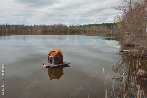 Raifa Lake on overcast spring day. Raifa, Tatarstan, Russia
