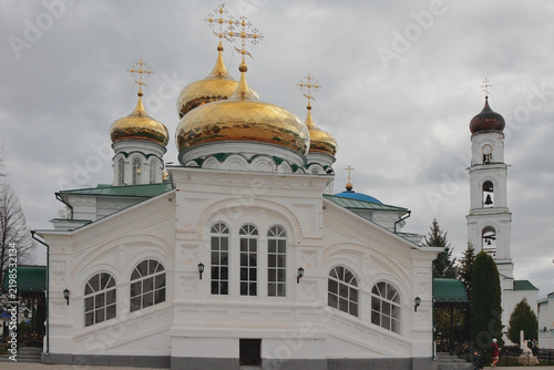 Trinity Cathedral on overcast spring day. Raifa, Tatarstan, Russia