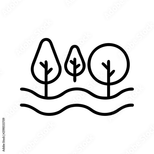 Minimalistic line art of trees and water  