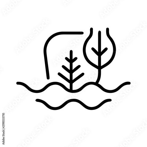 Line icon of plants and water representing eco-friendly concepts  