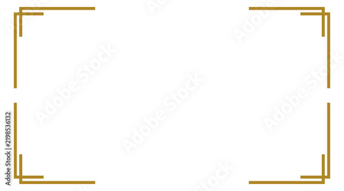 Gold Vintage Art Deco Border Frame with Corner Line Accents Isolated on Transparent Background