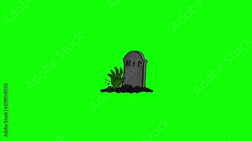 Tombstone Green Screen Zombie Hand Rising RIP Grave Halloween Video Overlay