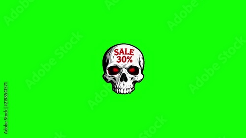 Halloween Sale Green Screen Skull 30 Percent Off Discount Promo Overlay