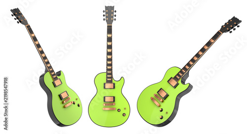 Set of electric acoustic guitar isolated on white background.