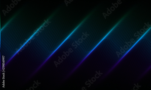 Futuristic carbon fiber texture with neon blue and purple light streaks, dark metallic background with diagonal glowing lines, high-tech digital vector