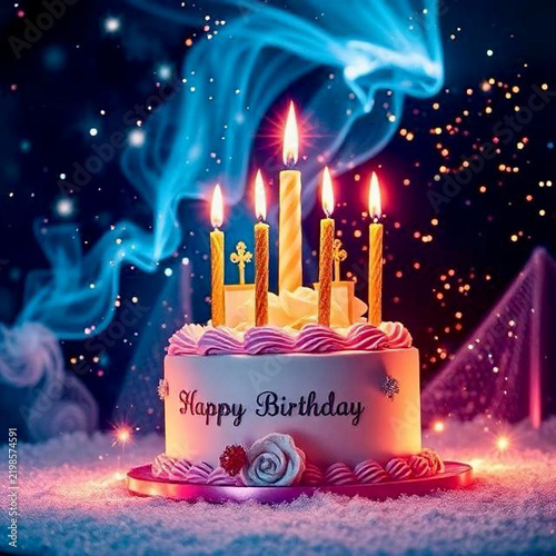 birthday cake with candles