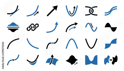 Bild auf Leinwand integral calculus formulas curve and graph icon set vector.