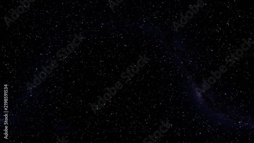 Flying through the starry deep space seamless loop animation with twinkle many stars and blue galaxy Nebulae by 3D render animation. 