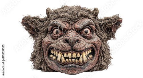 Obraz na plátně Spooky werewolf mask with realistic fur and cobwebs for a terrifying Halloween c