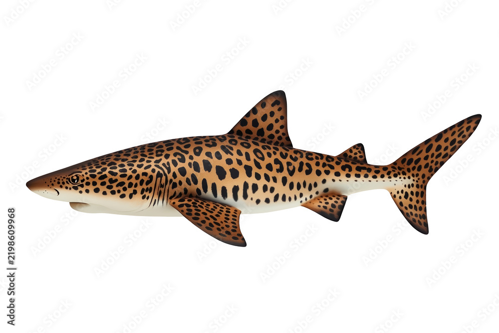 Obraz premium Spotted leopard shark swimming in a streamlined side view