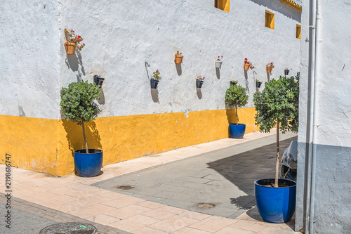 Architecture detail in the historic center of Chipiona, Andalusia, southern Spain